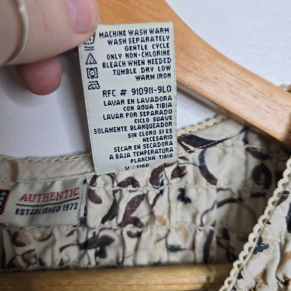 Faded Glory Sleeveless Top XL Floral Print Button Up Smocked Waist Blouse - Picture 5 of 5